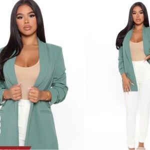 Fashion Nova Green Blazer Small NWOT